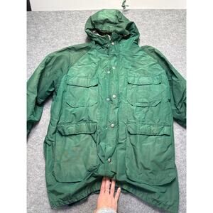 Woolrich Vintage Green Field Jacket Lined Hooded Coat Made USA Men’s Large